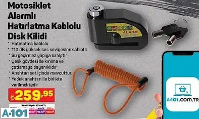 MOTOSİKLET ALARMLI HATIRLATMA KABLOLU DİSK KİLİDİ MOTOSİKLET ALARMLI HATIRLATMA KABLOLU DİSK KİLİDİ